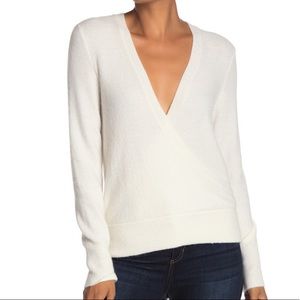 Madewell | cream faux wrap pullover sweater